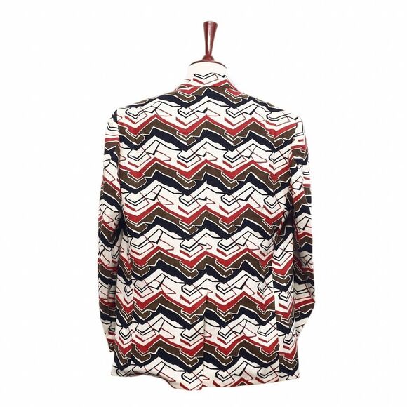 Mens Blazer Abstract Ivory Red Black Wool Formal Jacket Wedding Sport Coat 48R - Picture 2 of 7